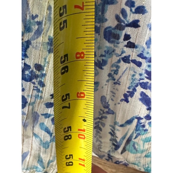 Lulus Floral Maxi Dress Sleeveless‎ Tie Back Casual Summer Blue Medium M - Picture 3 of 7